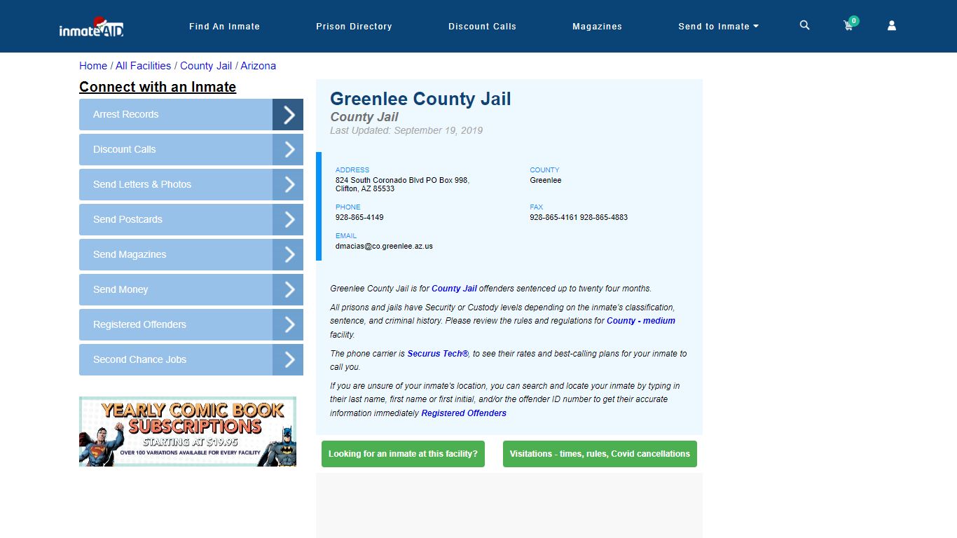 Greenlee County Jail - Inmate Locator - Clifton, AZ